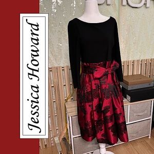 Jessica Howard Petite Sz 10-A line cocktail dress W/POCKETS & matching rose sash